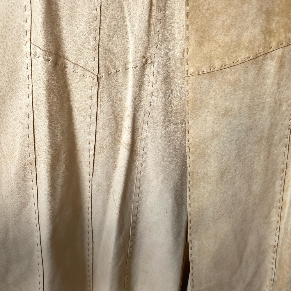 90s Coldwater Creek Leather Suede Trench Coat Women Med Open Front Western Boho - Picture 6 of 15